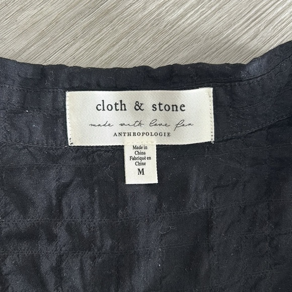 Cloth & Stone by Anthropologie Lyia black semi sheer tie front crinkled blouse - Picture 9 of 9